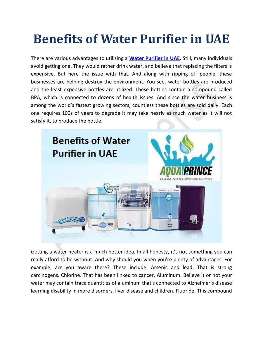Benefits of Water Purifier in UAE by Aquawaterss Flipsnack