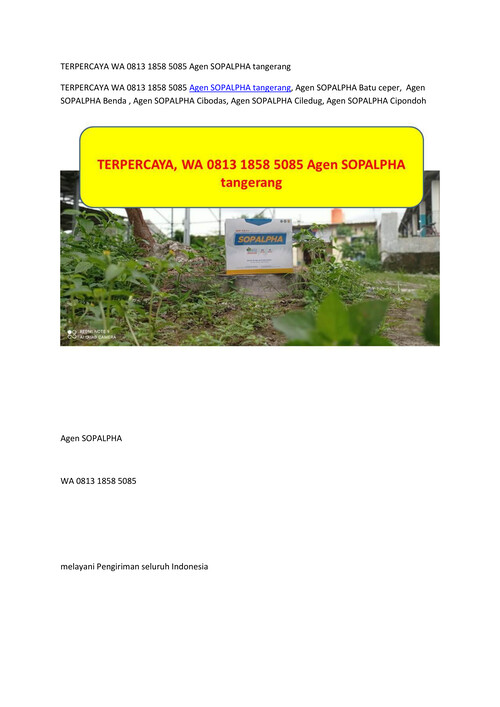 TERPERCAYA WA 0813 1858 5085 Agen SOPALPHA tangerang