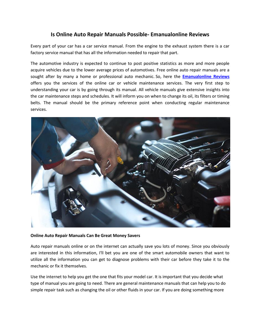 Online Auto Repair Manuals Possible Reviews by