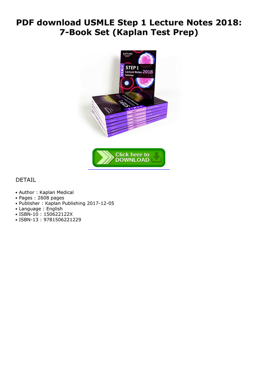 PDF download USMLE Step 1 Lecture Notes 2018: 7-Book Set (Ka by ...