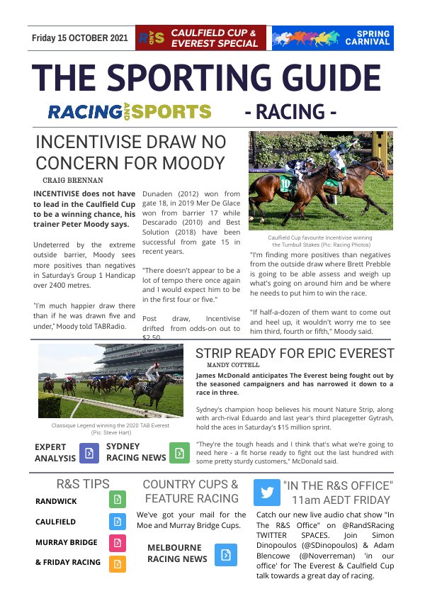 The Sporting Guide - Racing & Sports - 15 October 2021 by Racing and Sports