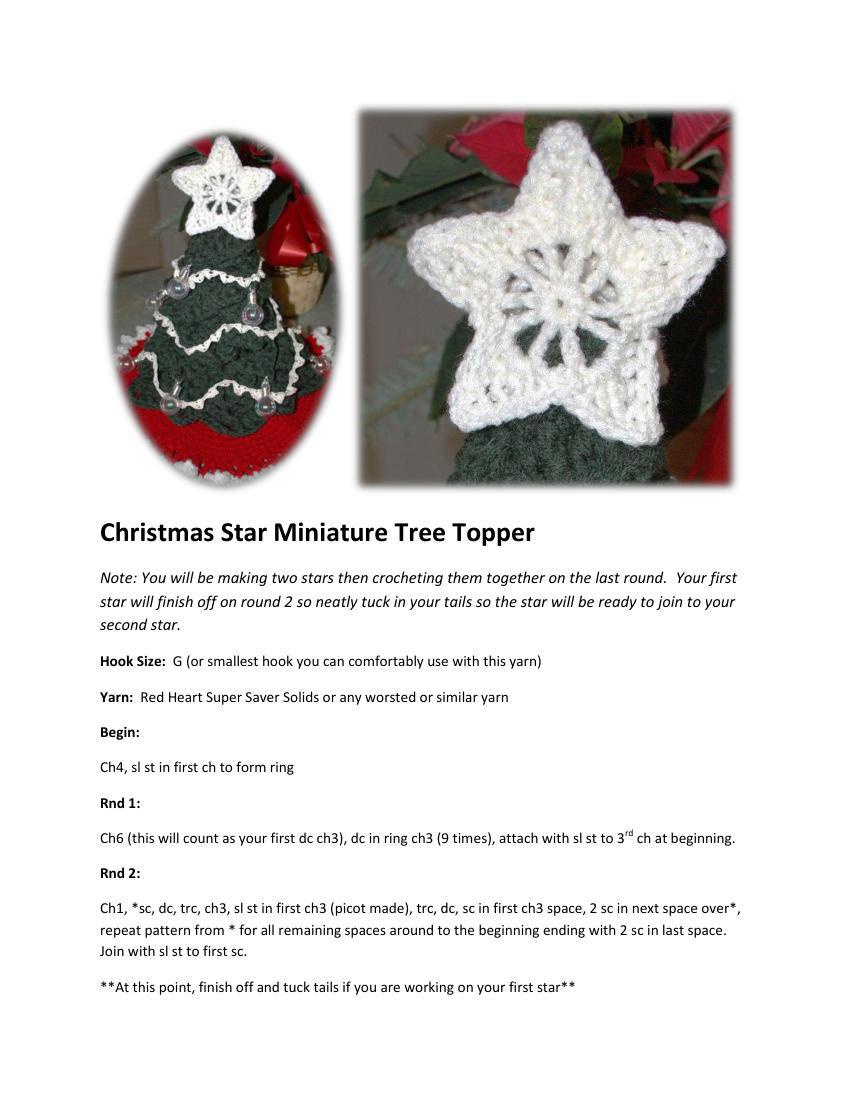 ChelseaCraft Crochet Mini Christmas Star Tree Topper Pattern by