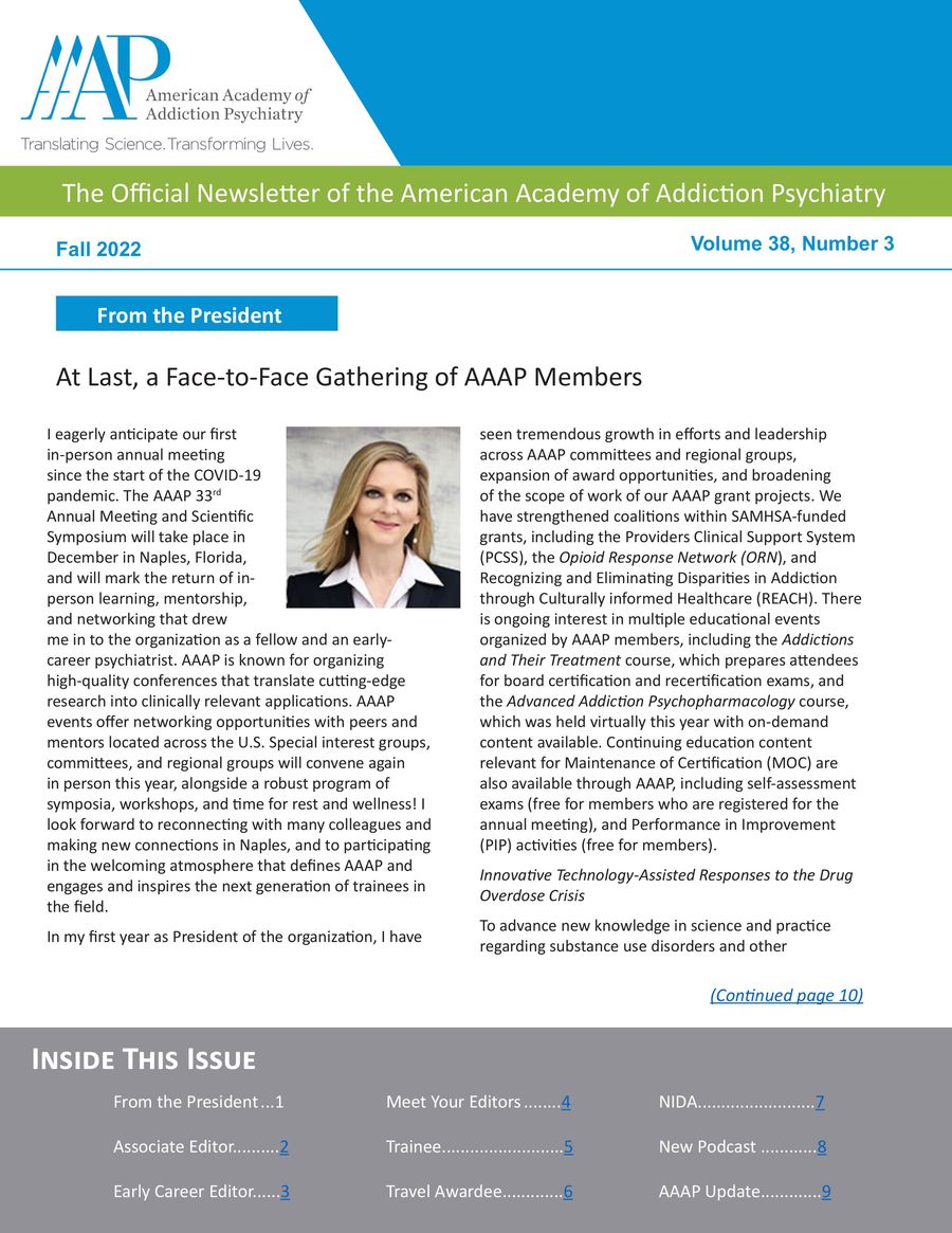 AAAP_Newsletter_Fall_2022 by American Academy of Addiction Psy