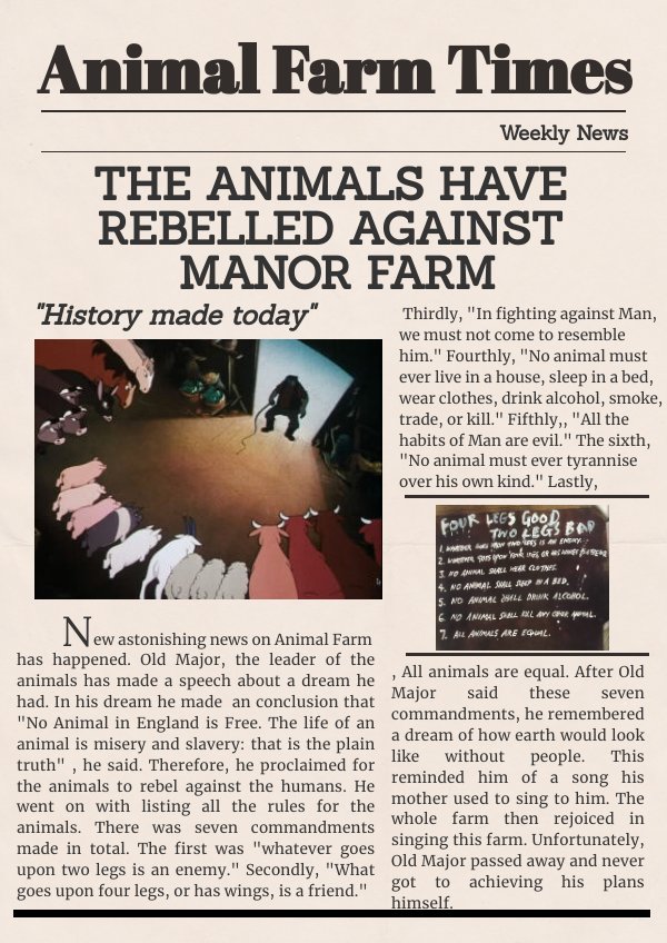 Animal Farm Newspaper by Diana Shastel - Flipsnack