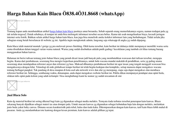Harga Bahan Kain BlacuHarga Bahan Kain Blacu Ô8384Ô318668 [WA]