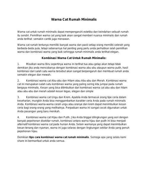 Warna Cat Rumah Minimalis