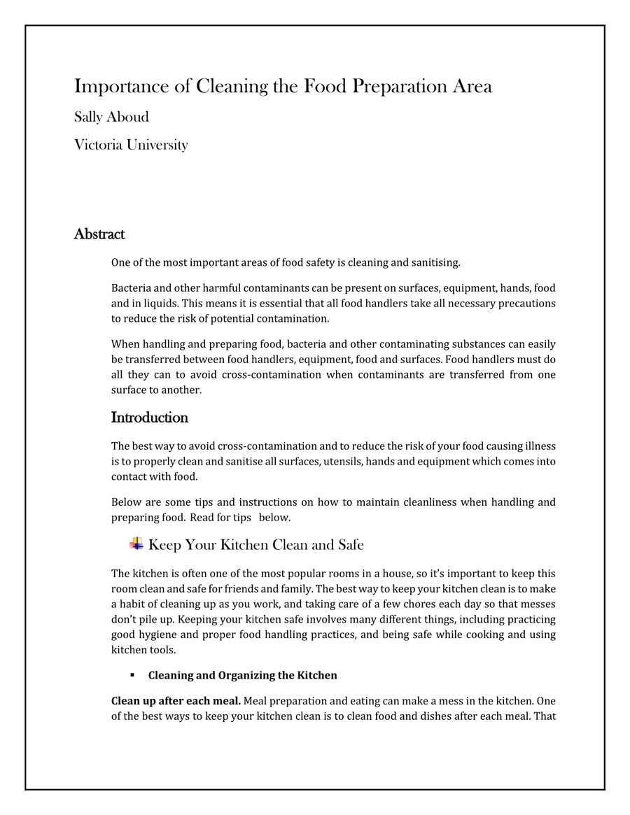 Importance of Cleaning the Food Preparation Area by Molly Mark Flipsnack