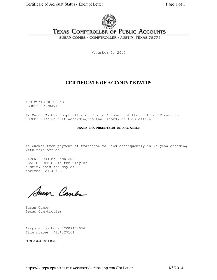 2014 usatf southwestern state of texas franchise tax stateme by sarah