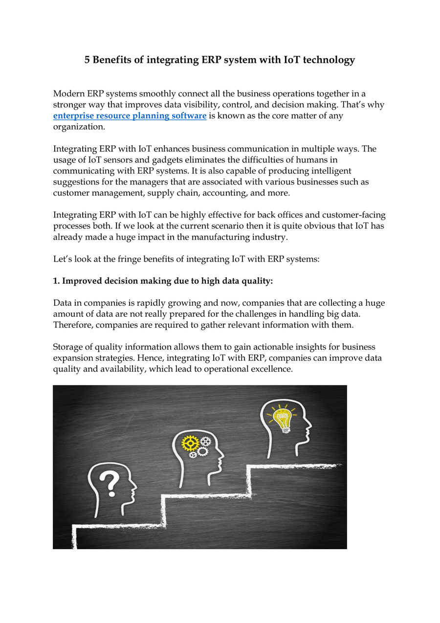 5 Benefits of integrating ERP system with IoT technology Pro by Probiz ...