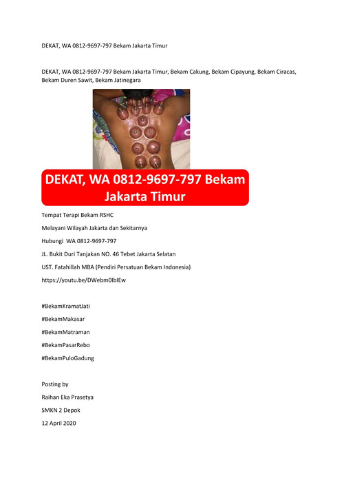 DEKAT, WA 0812-9697-797 Bekam Jakarta Timur