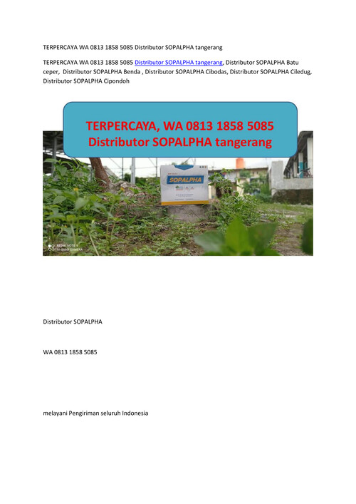 TERPERCAYA WA 0813 1858 5085 Distributor SOPALPHA tangerang