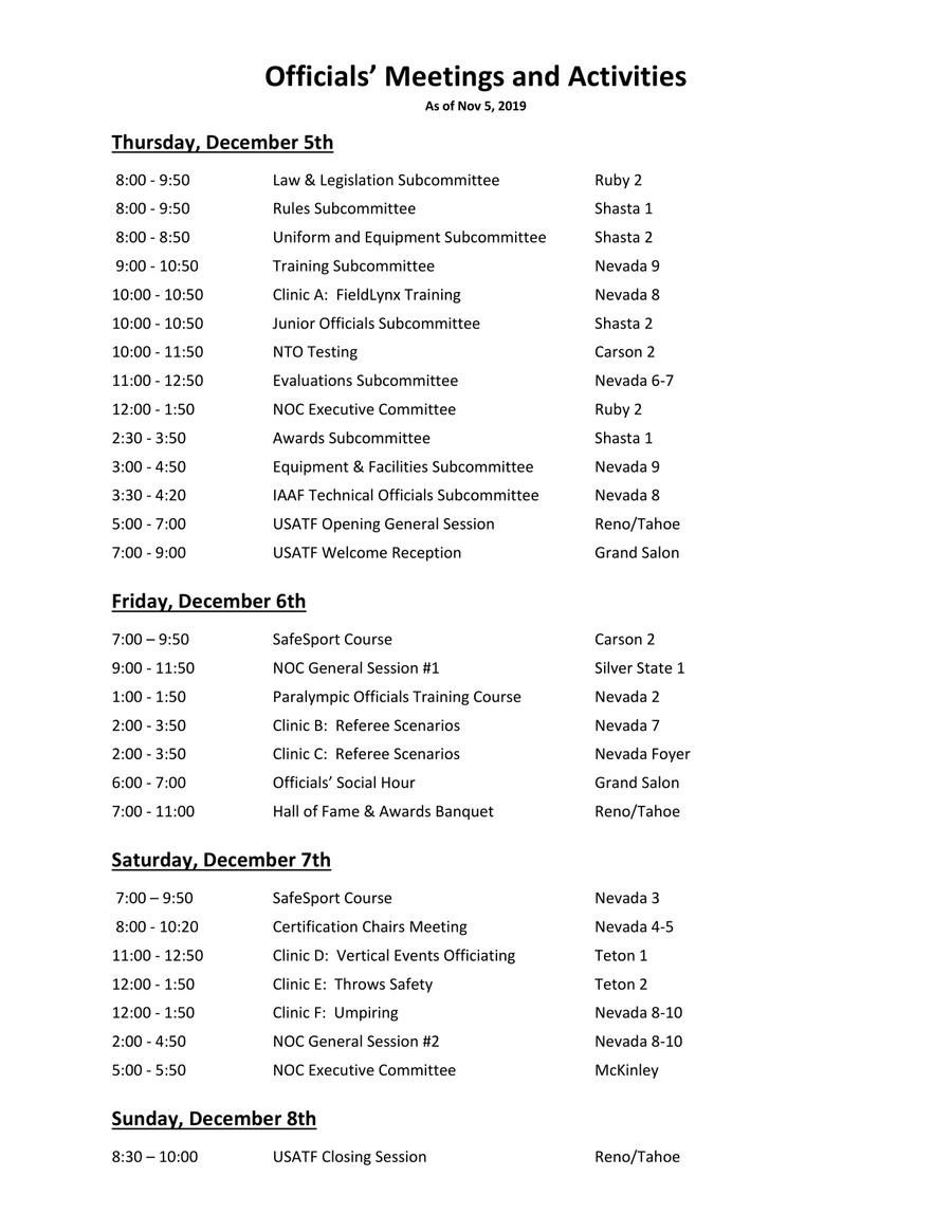 NOC 2019 Officials' Meetings List by sarah.linehan Flipsnack