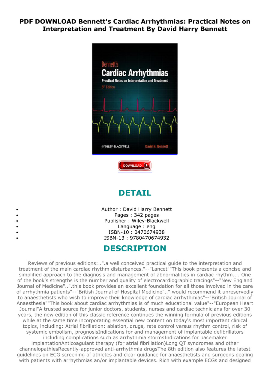 PDF DOWNLOAD Bennett's Cardiac Arrhythmias: Practical Notes by ...