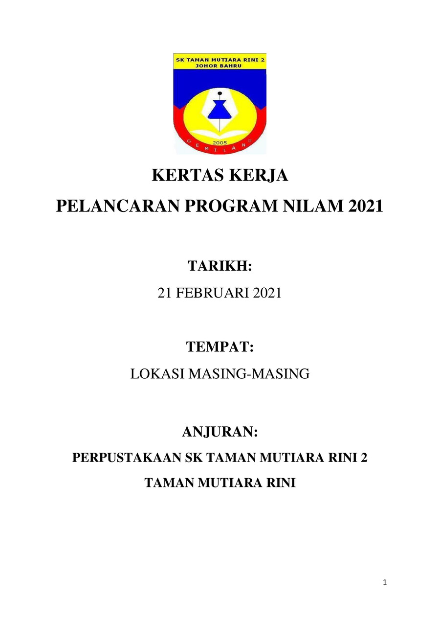 Kertas Kerja Pelancaran Nilam 2020 Flip Ebook Pages 1 6 Anyflip Anyflip