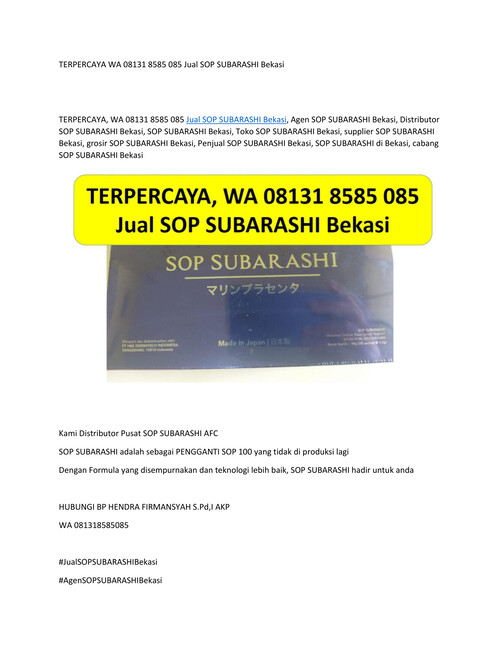 TERPERCAYA WA 08131 8585 085 Jual SOP SUBARASHI Bekasi
