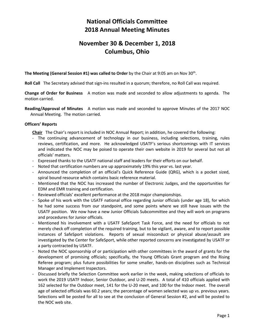 2018 NOC Annual Meeting Minutes by USATF Flipsnack