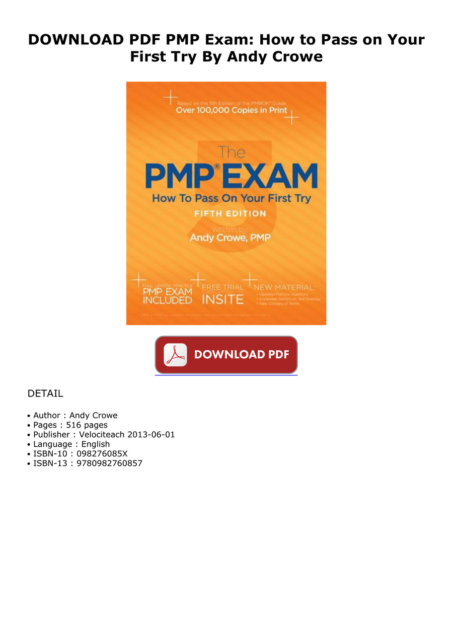 DOWNLOAD PDF PMP Exam: How to Pass on Your First Try By Andy by ...