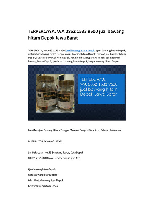 1. TERPERCAYA, WA 0852 1533 9500 jual bawang hitam Depok Jaw