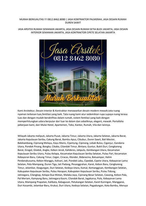 MURAH BERKUALITAS !!! 0812.8462.8080 | JASA KONTRAKTOR