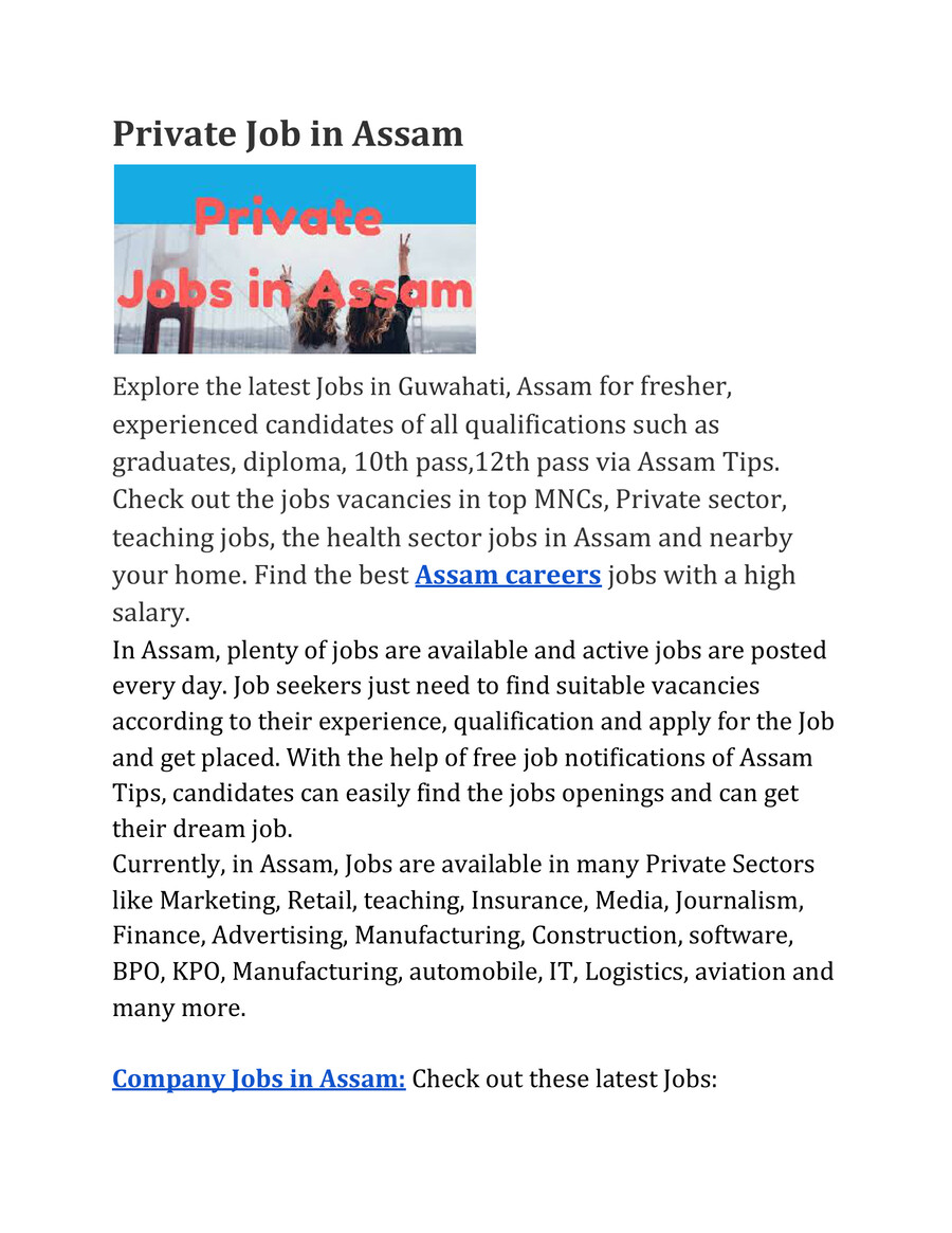 Assam Career Company Job in Assam Assam Private Jobs by Faltu Randhoni Flipsnack