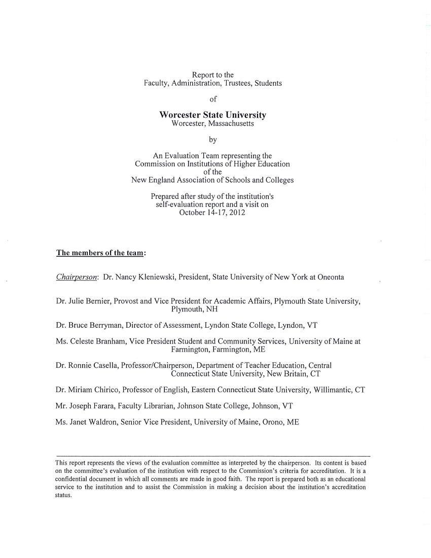 Neasc Final Report 2013 By Worcester State Flipsnack