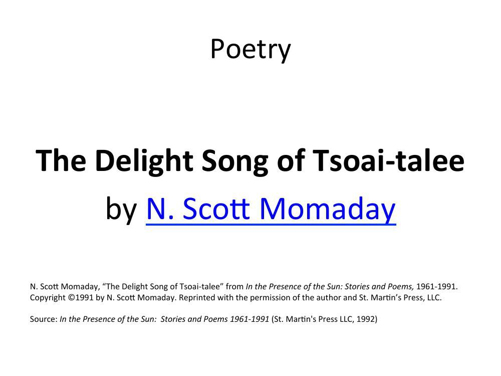 The Delight Song of Tsoai-talee by N. Scott Momaday by MrsM - Flipsnack