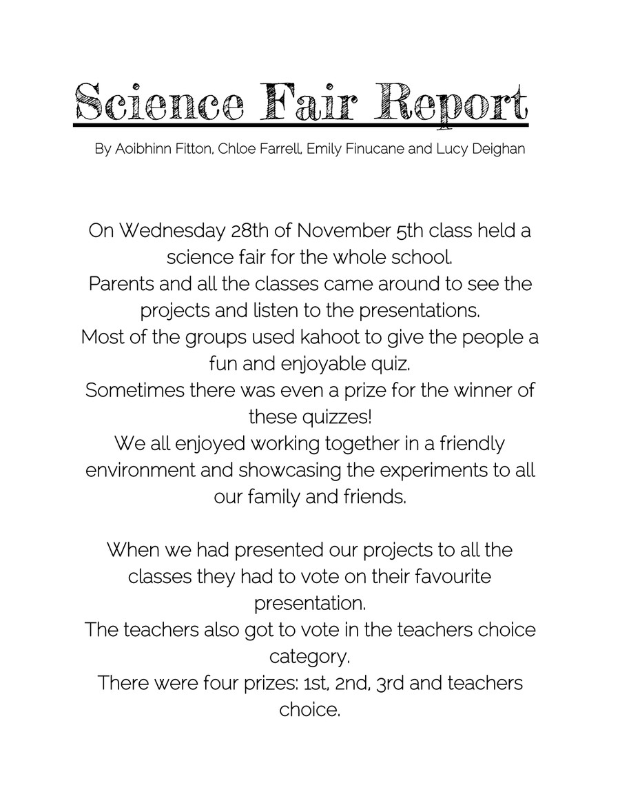 Science Fair Report by Sixth Class Flipsnack