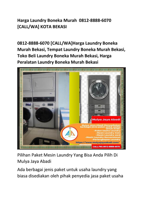 Harga Laundry Boneka Murah 0812-8888-6070 [CALL/WA] KOTA BEKASI