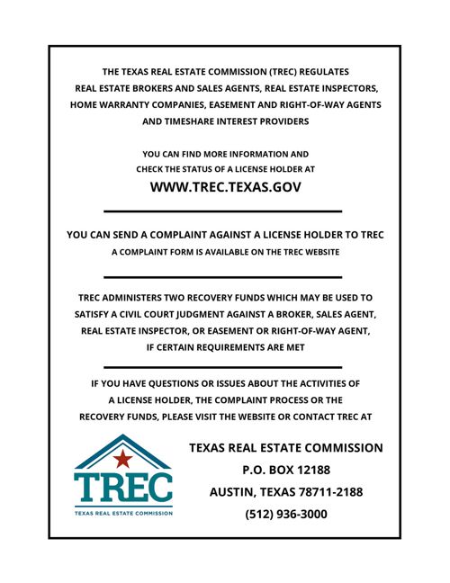 Texas Real Estate Commission Consumer Protection Notice by tricci