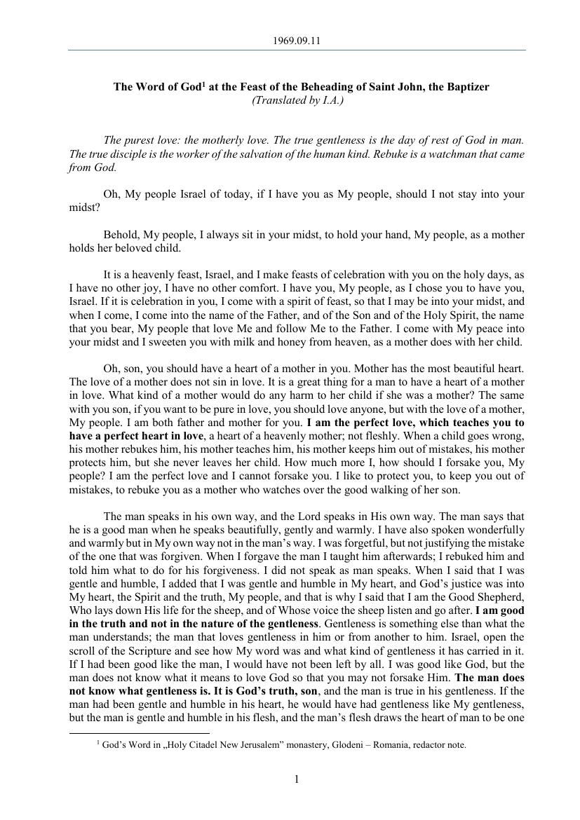 1996.09.11 - The Word of God at the Feast of the Beheading of St by ...