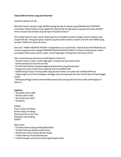 WA 0852-7019-0835 Agen Properti Di Medan