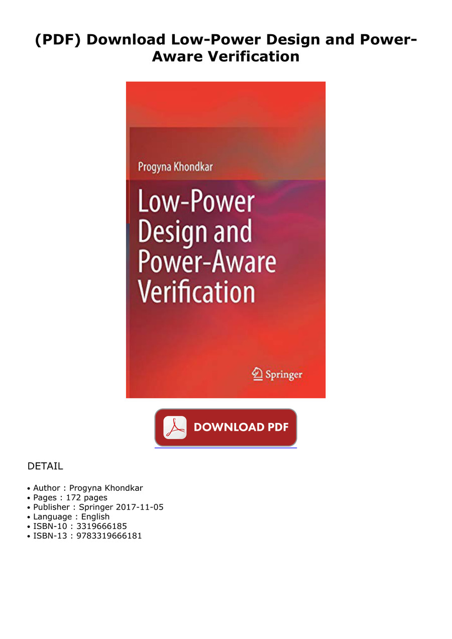 (PDF) Download Low-Power Design and Power-Aware Verification by sprieto ...