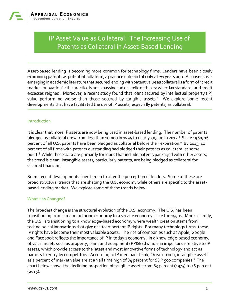 IP Asset Value as Collateral: The Increasing Use of Patents by ...