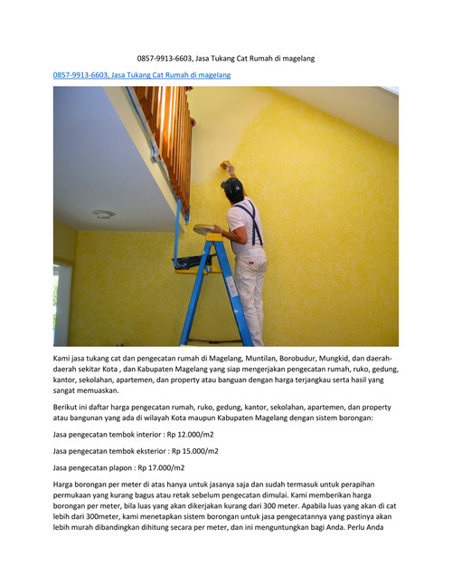 0857-9913-6603, Jasa Tukang Cat Rumah di Magelang