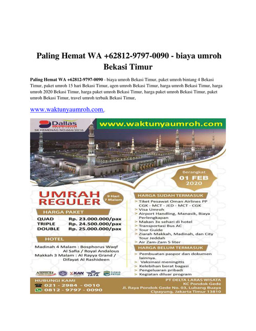 Paling Hemat WA +62812-9797-0090 - biaya umroh Bekasi Timur