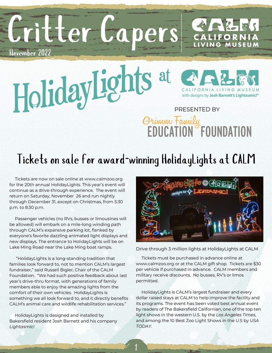 NOVEMBER 22 CALM Critter Capers by KCSOS Flipsnack