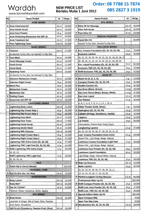 Daftar Harga Wardah Kosmetik