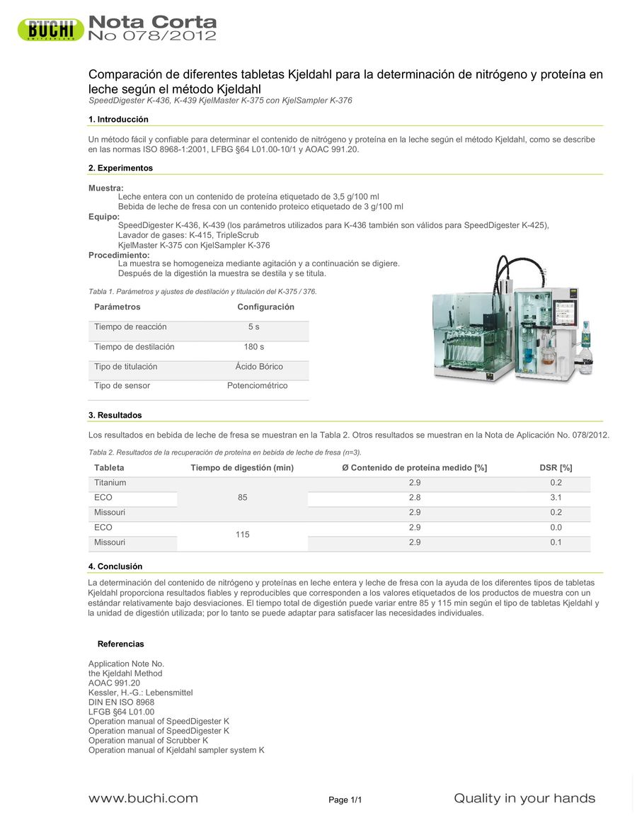 Short Note No. 078 Comparison of different Kjeldahl Tablets by Equipar Flipsnack