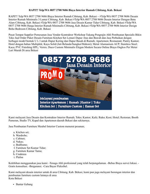 Telp_WA 0857 2708 9686 Biaya Interior Rumah Cibitung, Kab. B