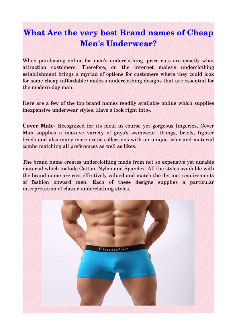 What Are the very best Brand names of Cheap Men's Underwear by Alexa