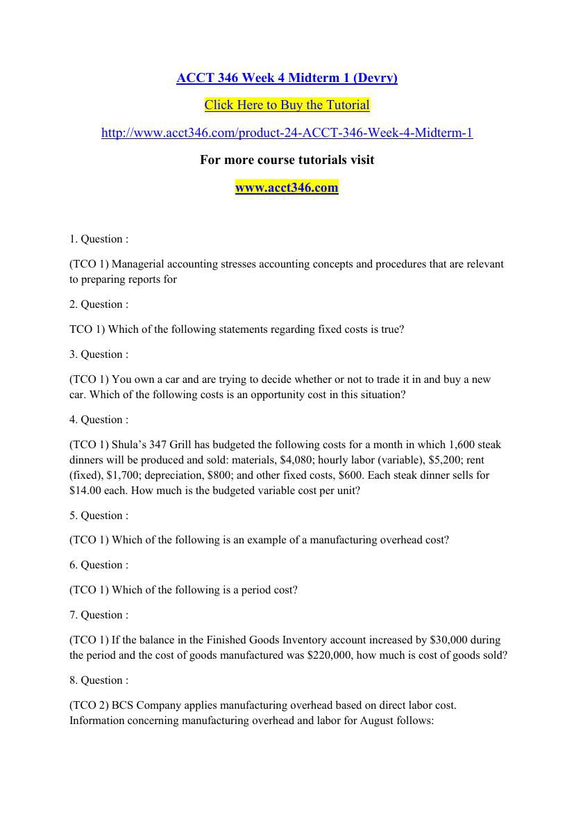 Acct 346 managerial accounting devry university essay 06 picture