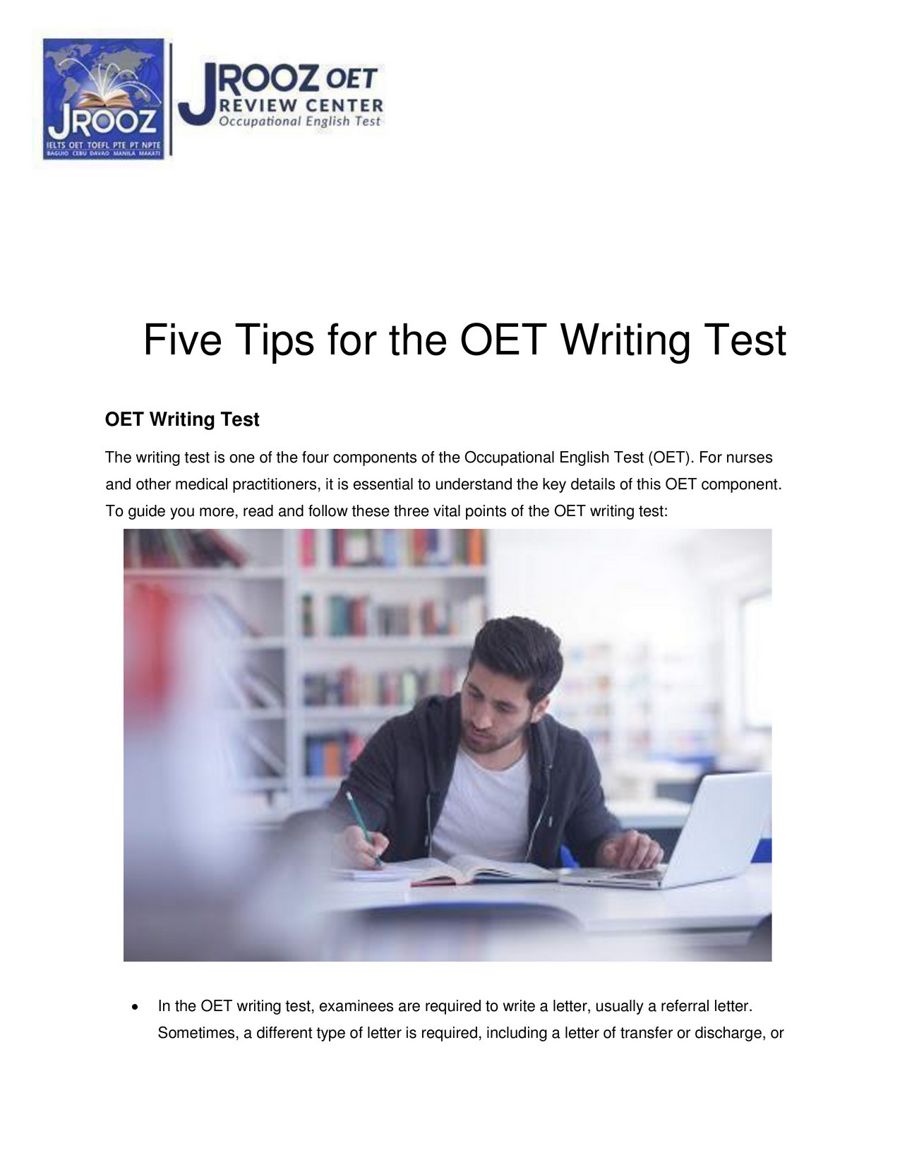 Five Tips for the OET Writing Test by Jrooz OET... - Flipsnack