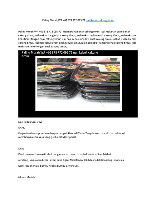 Paling Murah,WA +62 878 772 095 72 nasi kebuli cakung timur