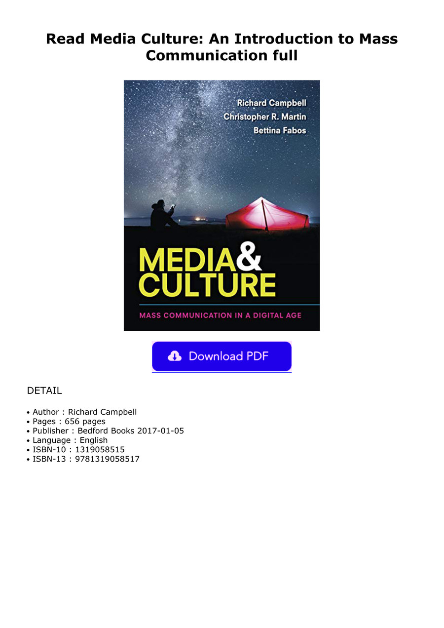Read Media Culture An Introduction to Mass Communication by overfylt