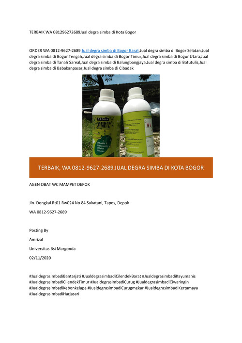 TERBAIK WA 081296272689 Jual degra simba di Kota Bogor