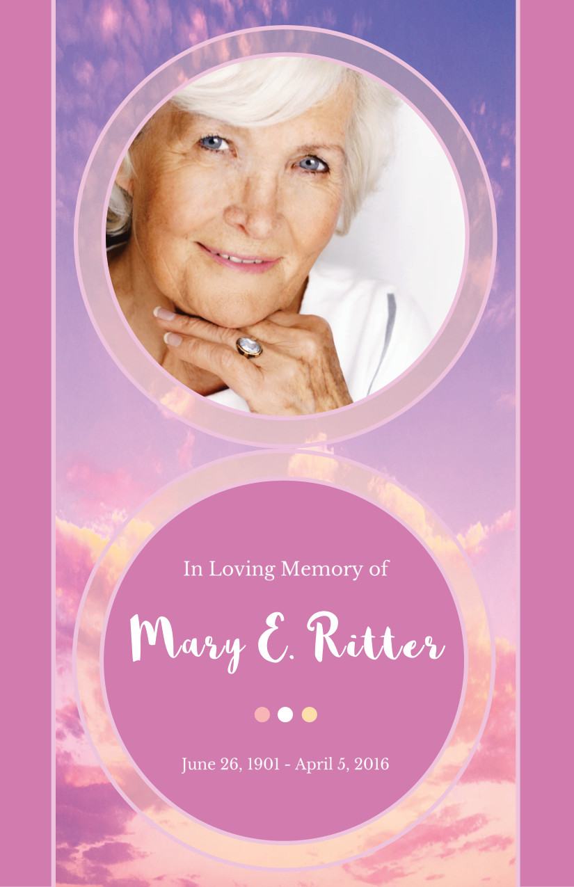 Pink Cloud Funeral Program Publisher Template by Michael Taylor - Flipsnack