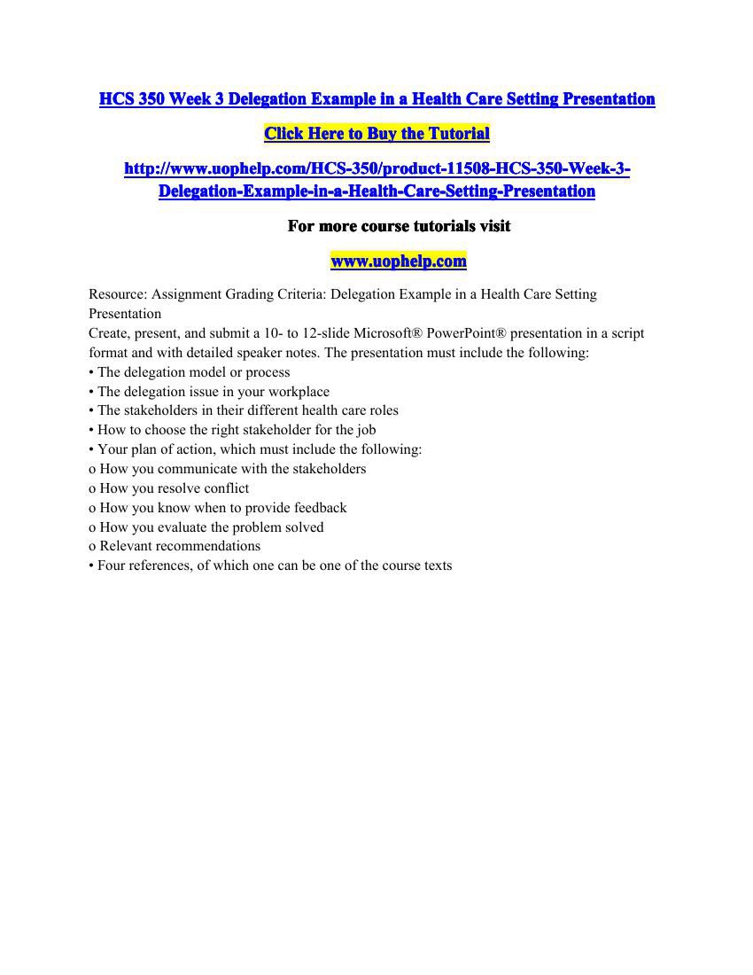 Hcs 350 delegation example in a health care setting presentation powerpoint 07 picture