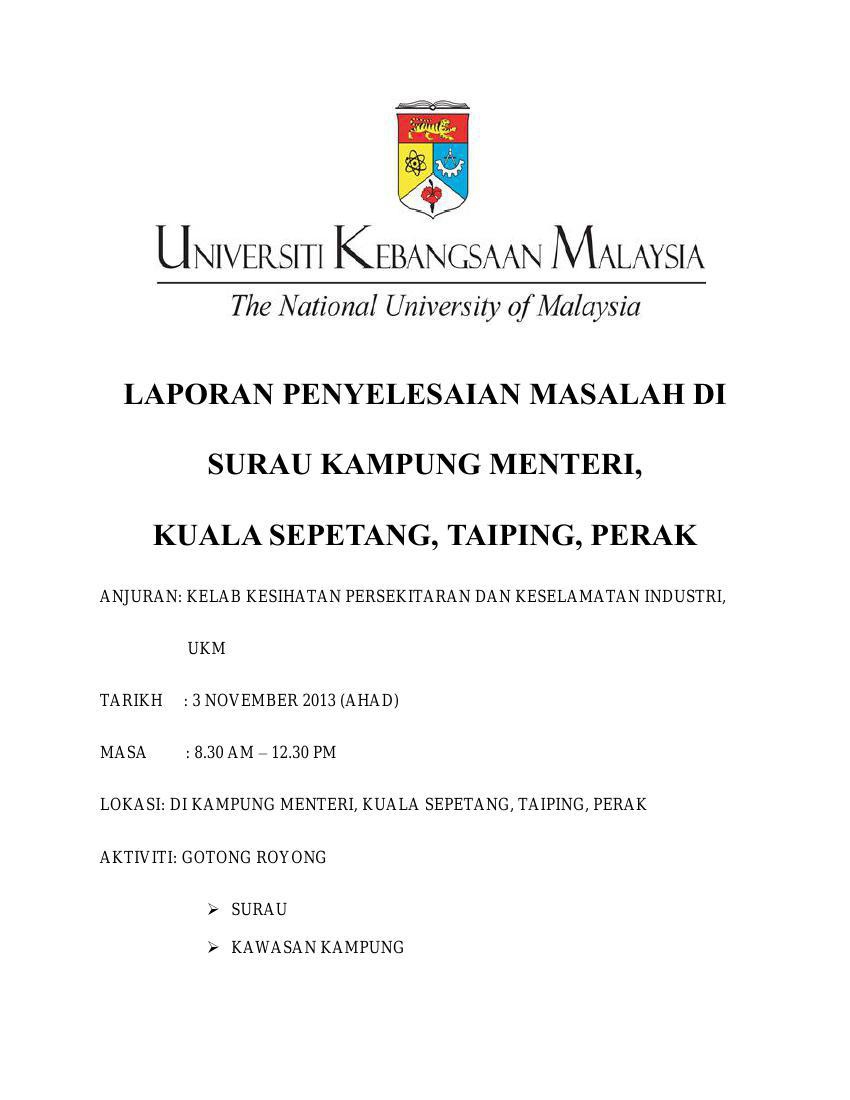 Laporan Penyelesaian Masalah Di Surau Kampung Menteri By Anith Nith Flipsnack