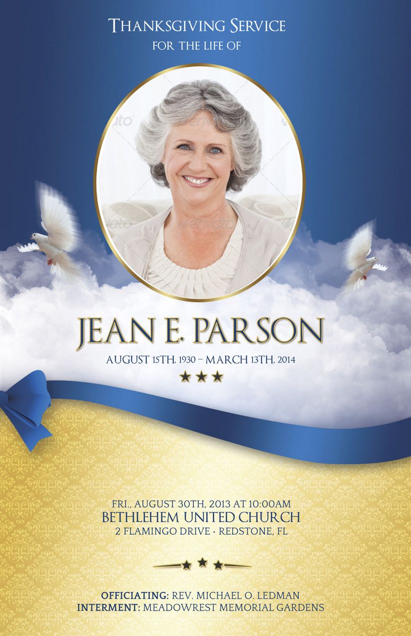 Blue Ribbon Funeral Program Publisher Template V2 by Michael Taylor