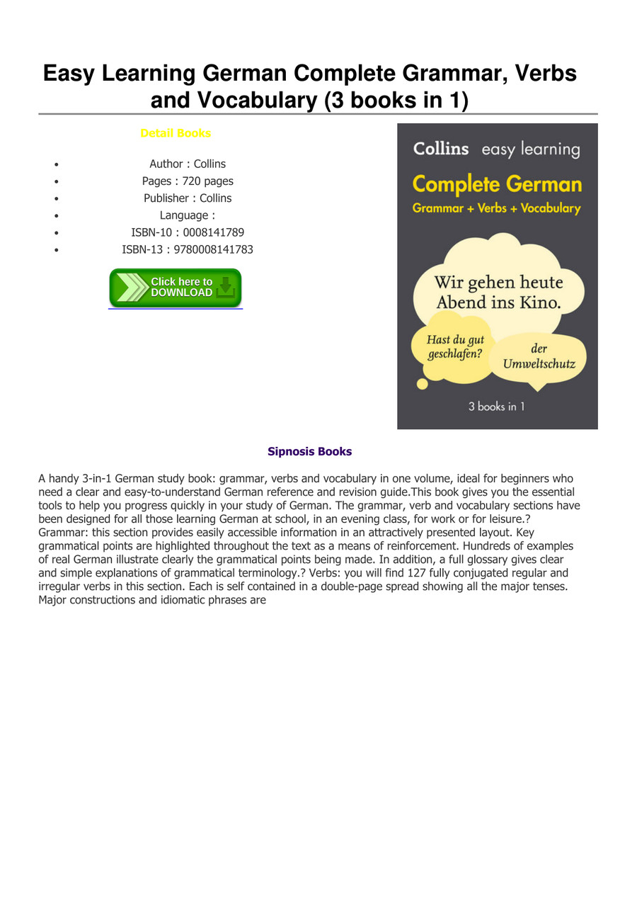 PDF Download Easy Learning German Complete Grammar, Verbs and Vo by ...